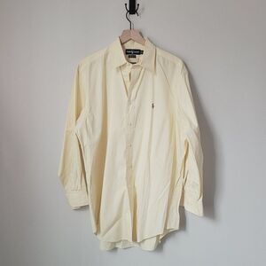 Ralph Lauren Men's Light Yellow Button Down Shirt Size 16 1/2